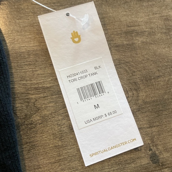 Spiritual Gangster Womens Ribbed Tori Crop Tank, Black NWT - Picture 5 of 8